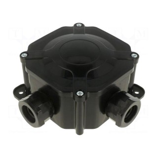 Enclosure: junction box | IP67 | with cable gland | black