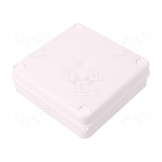 Enclosure: junction box | X: 135mm | Y: 135mm | Z: 58mm | IP55 | white