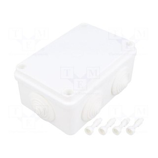Enclosure: junction box | X: 80mm | Y: 120mm | Z: 50mm | ABS,polystyrene