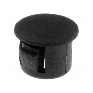 Stopper | polyamide | Wall thick: 1.6mm | H: 7.6mm | black | Dim: Ø9.5mm