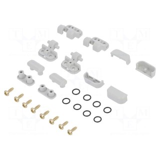 Set of hinges | ABS | for enclosures | light grey | 2pcs.