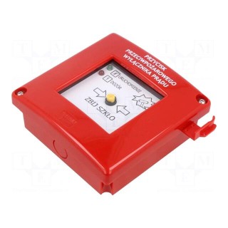 Safety switch: fire warning hand switch | PPWP | NC + NO | IP54 | red