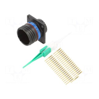 Connector: military | socket | male | PIN: 37 | size 15 | black | crimped
