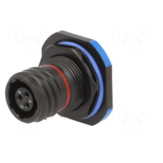 Connector: military | socket | female | PIN: 3 | size 9 | black | crimped