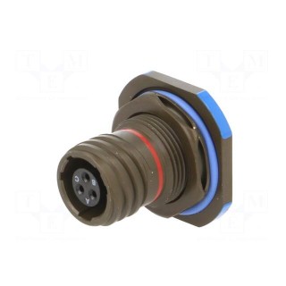Connector: military | socket | female | PIN: 3 | size 9 | olive | crimped