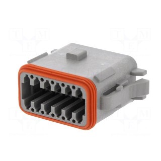Connector: wire-wire | AT | female | plug | for cable | PIN: 12 | grey