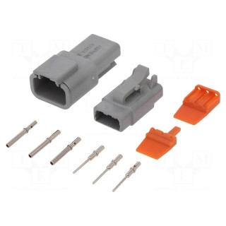 Connector: wire-wire | ATM | male + female | plug | for cable | PIN: 3