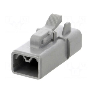 Connector: wire-wire | ATP | plug | female | PIN: 2 | Locking: latch | grey