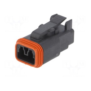 Connector: wire-wire | DT | female | plug | for cable | PIN: 2 | black