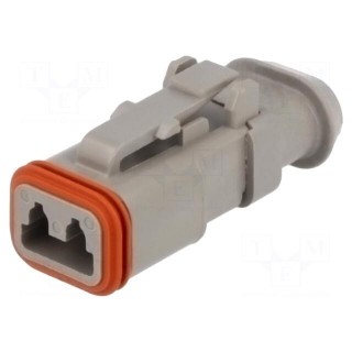 Connector: wire-wire | DT | plug | female | PIN: 2 | Locking: latch | grey