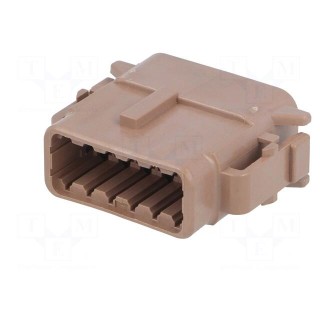 Connector: wire-wire | DTM | female | plug | for cable | PIN: 12 | brown