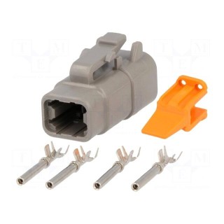 Connector: wire-wire | DTM | female | plug | for cable | PIN: 4 | crimped