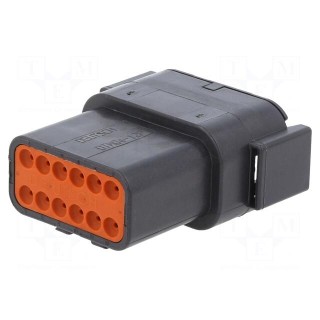 Connector: wire-wire | DTM | male | plug | for cable | PIN: 12 | black