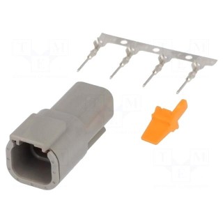 Connector: wire-wire | DTM | plug | male | Size: 20 | 0.5÷1.5mm2 | PIN: 4