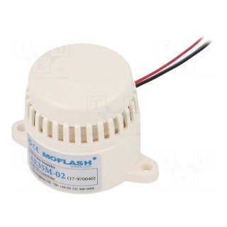 Signaller: sound | buzzer | 6÷28VDC | 95dB | AE35 | IP30 | white | Ø49x46mm
