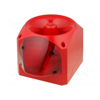 Signaller: lighting-sound | 110/230VAC | xenon arc lamp | red | IP66