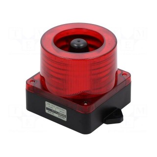 Signaller: lighting-sound | 10÷30VDC | LED | red | IP66 | Ø136x126mm