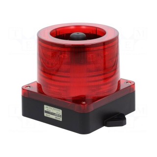 Signaller: lighting-sound | 10÷30VDC | LED | red | IP66 | Ø168x163mm