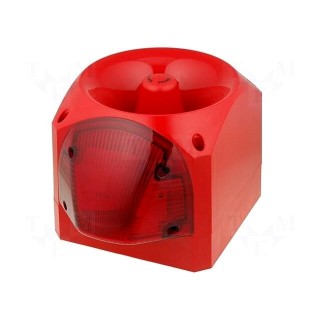 Signaller: lighting-sound | 10÷60VDC | siren,flashing light | red