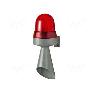 Signaller: lighting-sound | 24VDC | horn,continuous light | LED | red