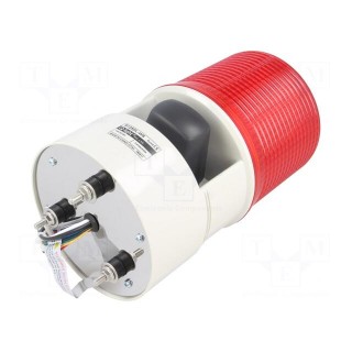 Signaller: lighting-sound | 24VDC | LED | red | IP54 | Ø119x215mm | 105dB