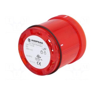 Signaller: lighting | LED | red | Usup: 230VAC | IP65 | Ø70x65mm