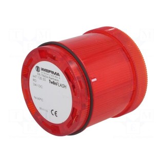 Signaller: lighting | LED | red | Usup: 24VDC | IP65 | Ø70x65.5mm