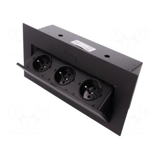 Plug socket strip: furniture | IP20 | 16A | 2500W | black | 223x108mm