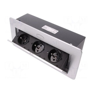 Plug socket strip: furniture | IP20 | 16A | 2500W | silver | 223x108mm