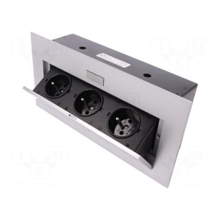 Plug socket strip: furniture | IP20 | 16A | 2500W | silver | 223x108mm