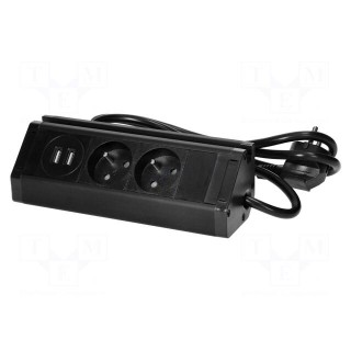 Plug socket strip: furniture | IP20 | 3680W | black | 230VAC | 1.5m