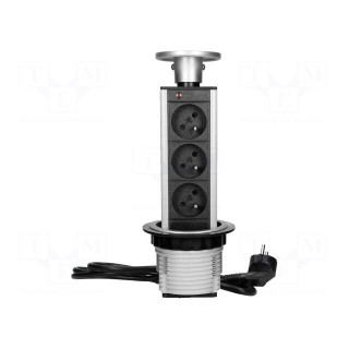 Plug socket strip: furniture | IP20 | 3680W | silver | Cutout: Ø82mm
