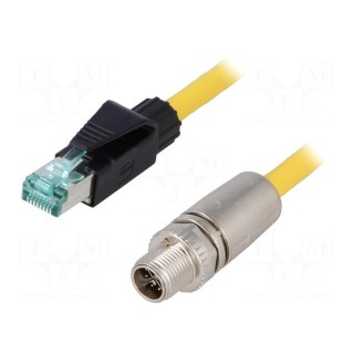 Connecting cable | 1m | Connection: M12 male straight / RJ45