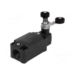Limit switch | lever R 40mm, plastic roller Ø20mm, double | 10A
