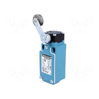 Limit switch | lever R 46,5mm, metal roller Ø19mm | NO + NC | 6A