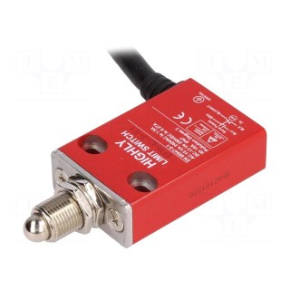 Limit switch | pin plunger Ø8mm and additional fixation | 5A