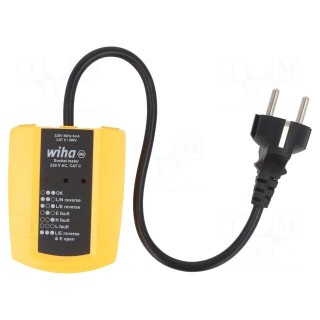 Tester: power socket | LED | 50Hz | 230VAC | Plug: EU | WIHA.45528