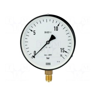 Manometer | 0÷10bar | Class: 1.6 | 100mm | Temp: -25÷60°C | IP50 | 111.22