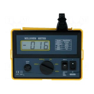 Milli-ohm meter | LCD (1999) | 0,1m÷200m/2/20/200/2000Ω | Plug: EU