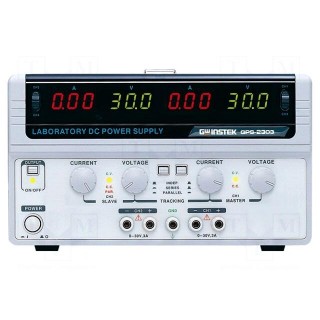 Power supply: laboratory | Channels: 2 | 0÷30VDC | 0÷3A | 0÷30VDC | 0÷3A