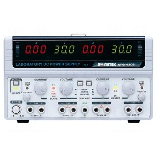 Power supply: laboratory | Channels: 4 | 0÷30VDC | 0÷3A | 0÷30VDC | 0÷3A