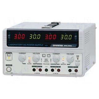 Power supply: laboratory | Channels: 3 | 0÷30VDC | 0÷3A | 0÷30VDC | 0÷3A