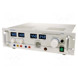 Power supply: programmable laboratory | Ch: 3 | Uout: 250VAC | 4.5A