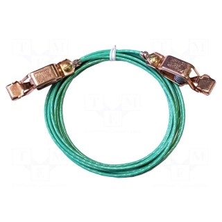 Ground/earth cable | both sides,aligator clip | Len: 3m | green