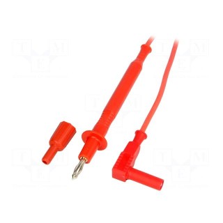 Test lead | 12A | probe tip,banana plug 4mm | with protection | red