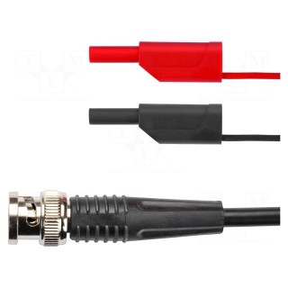 Test lead | 2x 2mm banana plug-BNC plug | Len: 0.5m | red and black