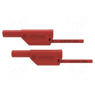 Test lead | 32A | banana plug 4mm,both sides | Urated: 1kV | red