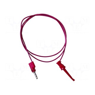 Test lead | 5A | clip-on hook probe,banana plug 4mm | Len: 0.3m | red