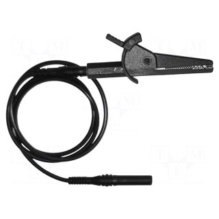 Test lead | banana plug 4mm,aligator clip | Len: 1m | black