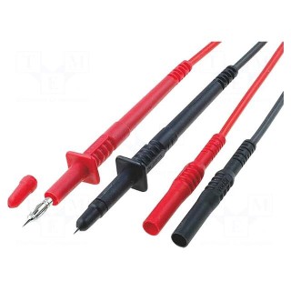 Set of test leads | Inom: 10A | Len: 1.35m | red and black
